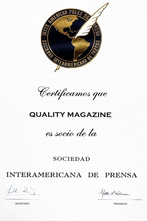 Certificado Sociedad Interamericana de Prensa